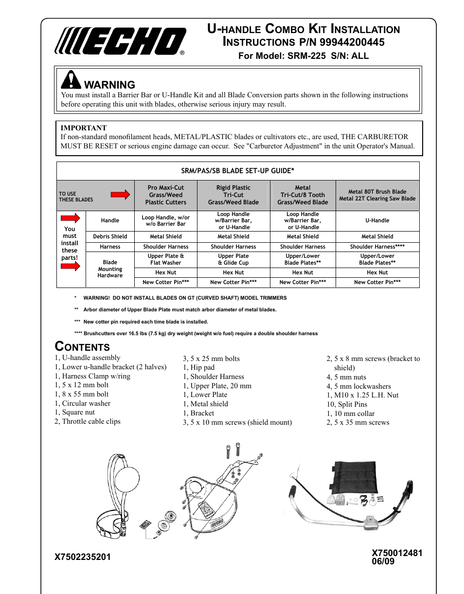 Echo SRM-225 User Manual | 24 pages