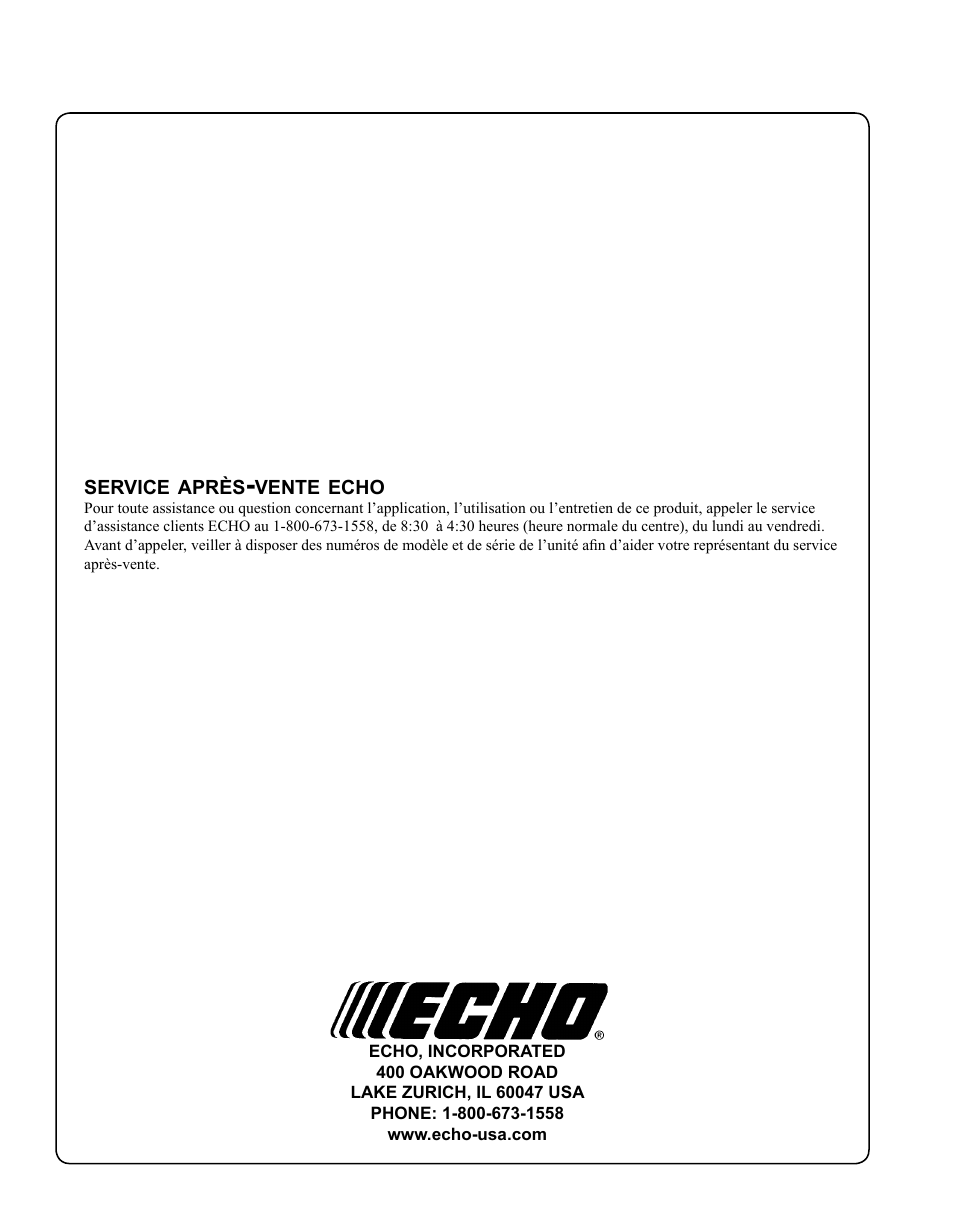 Echo SRM-225 User Manual | Page 24 / 24