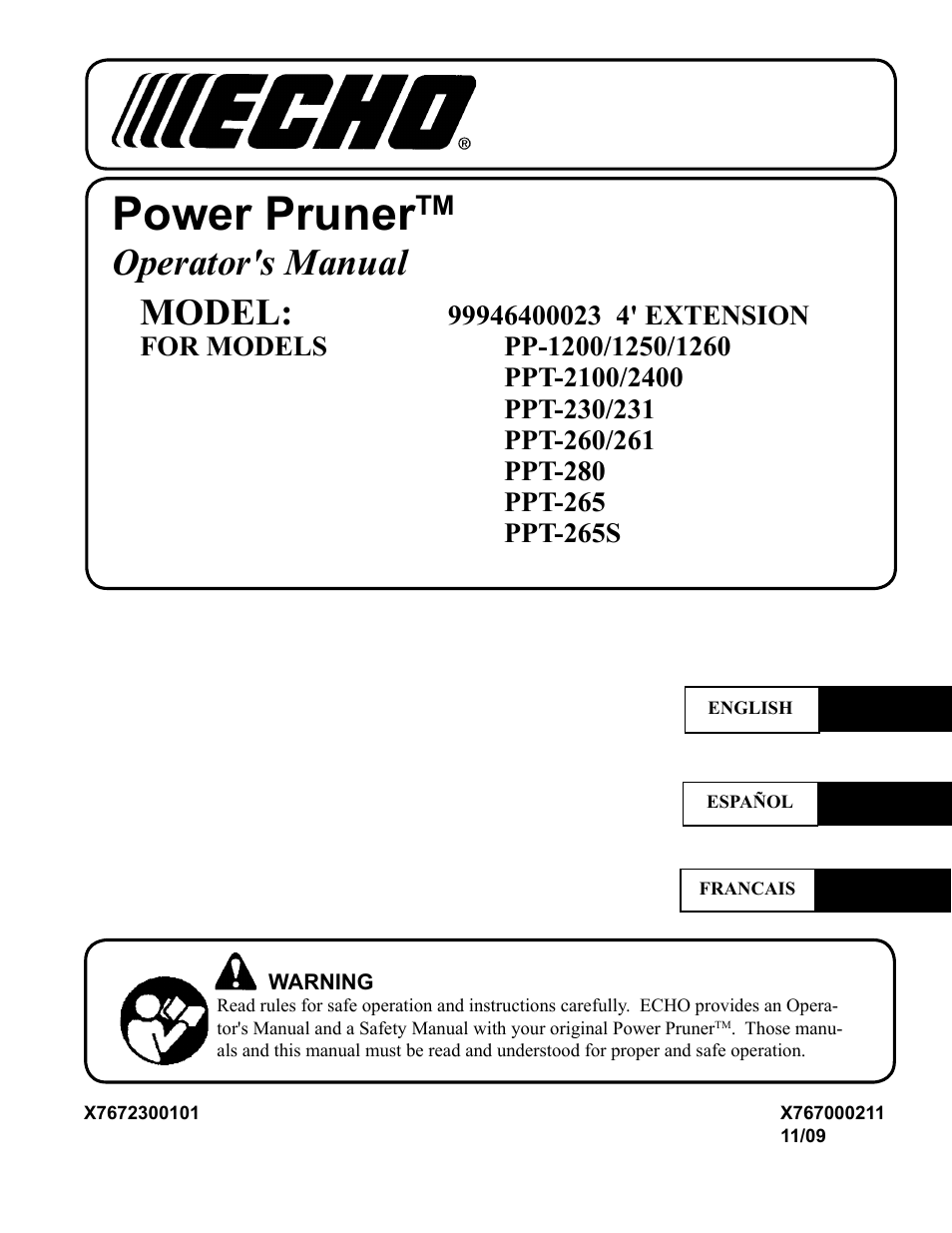 Echo 99946400023 User Manual | 4 pages