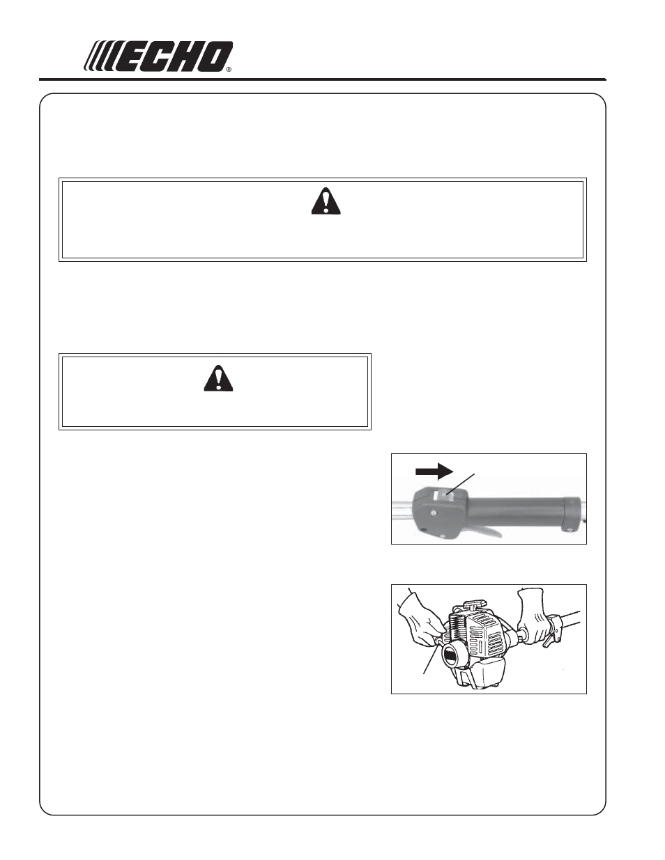 Long term storage (over 30 days) warning danger, Warning danger | Echo SRM - 2601 User Manual | Page 36 / 40