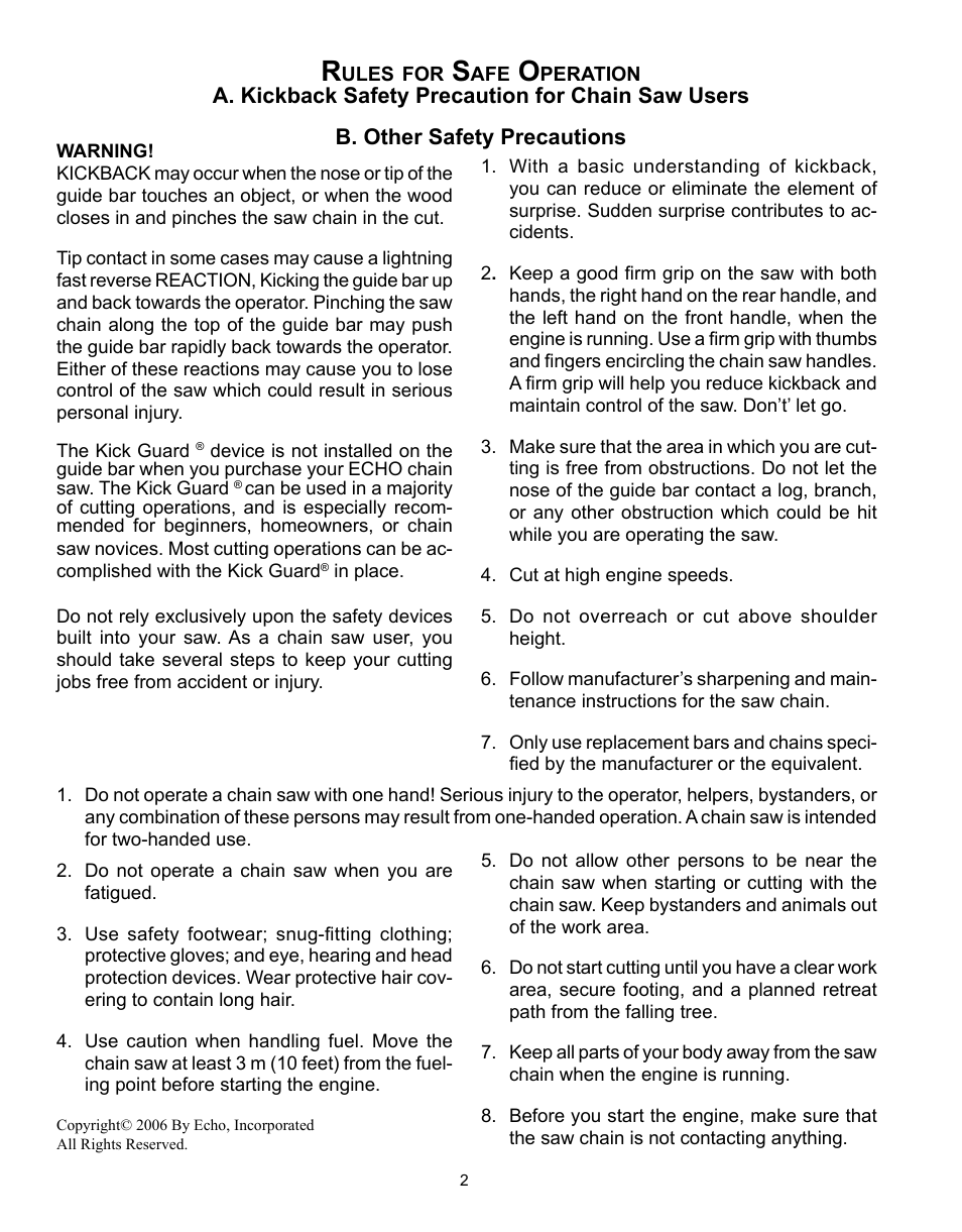 Echo CS-301 User Manual | Page 2 / 28