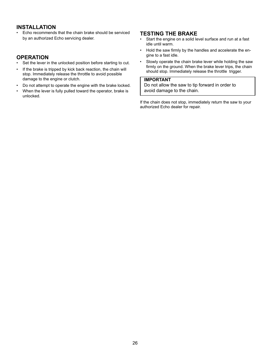 Echo CS-301 User Manual | Page 26 / 28