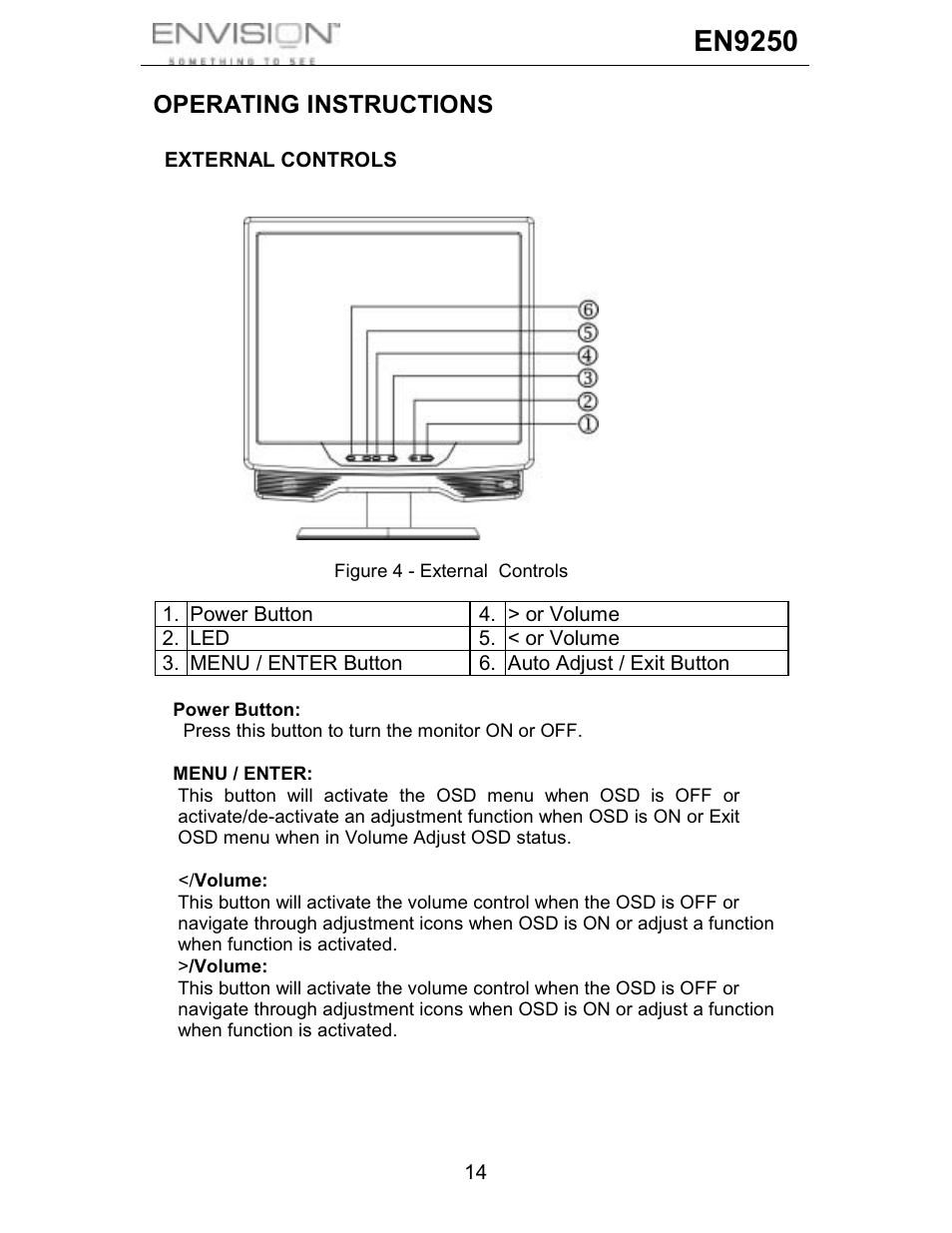 En9250, Operating instructions | Envision Peripherals EN9250 User Manual | Page 15 / 25