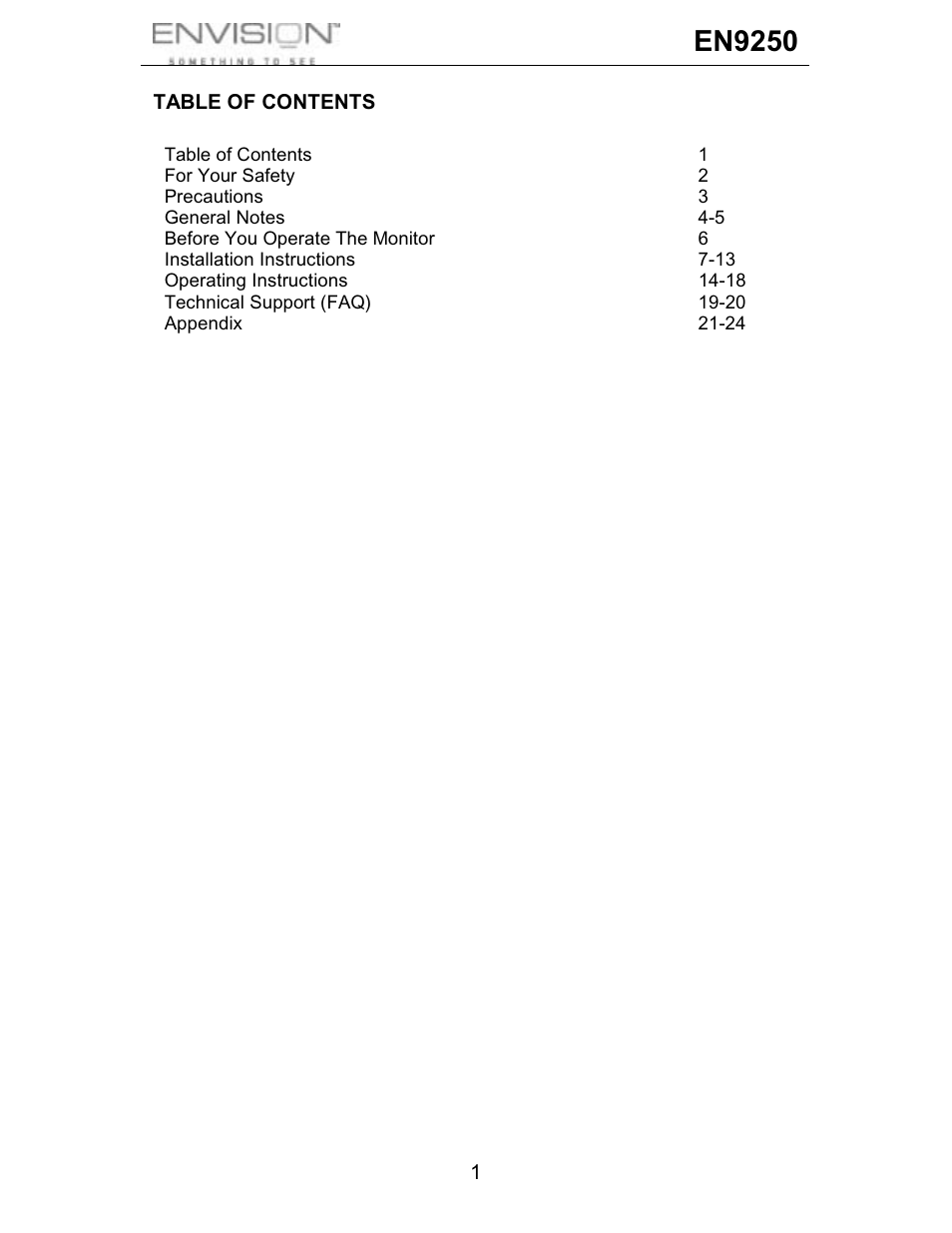 En9250 | Envision Peripherals EN9250 User Manual | Page 2 / 25