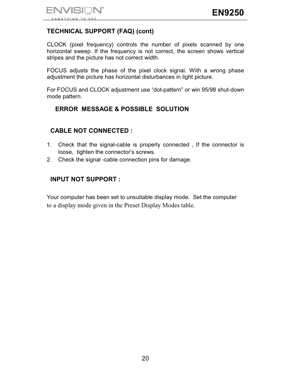En9250 | Envision Peripherals EN9250 User Manual | Page 21 / 25