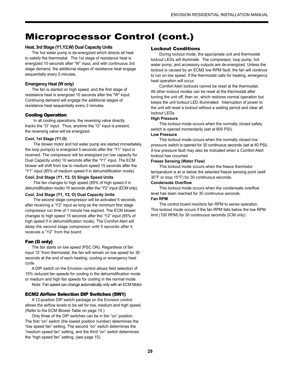 Microprocessor control (cont.) | Envision Peripherals R-410A User Manual | Page 29 / 40