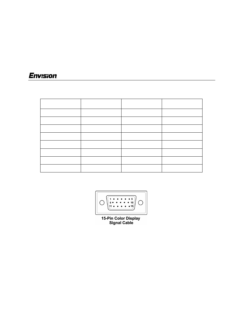 Appendix, En-980e, Connector pin assignment | Envision Peripherals EN-980e User Manual | Page 15 / 15