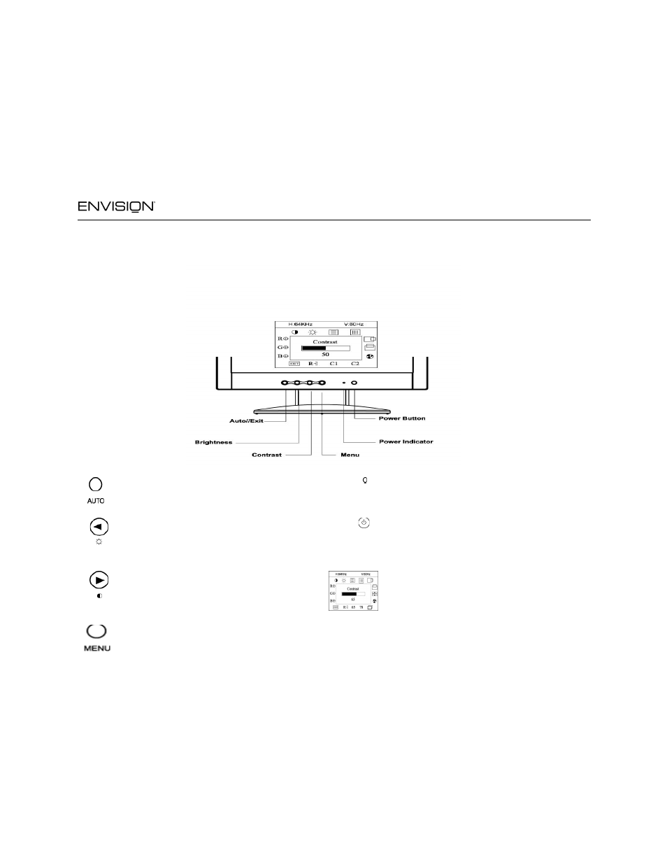 Operating instructions, En7400e, Front panel buttons | Envision Peripherals EN7400e User Manual | Page 10 / 19