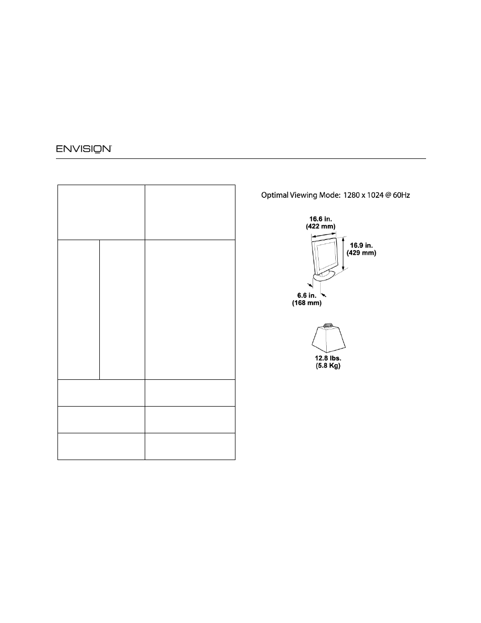 Appendix, En7400e, Specifications (continued) | Envision Peripherals EN7400e User Manual | Page 17 / 19