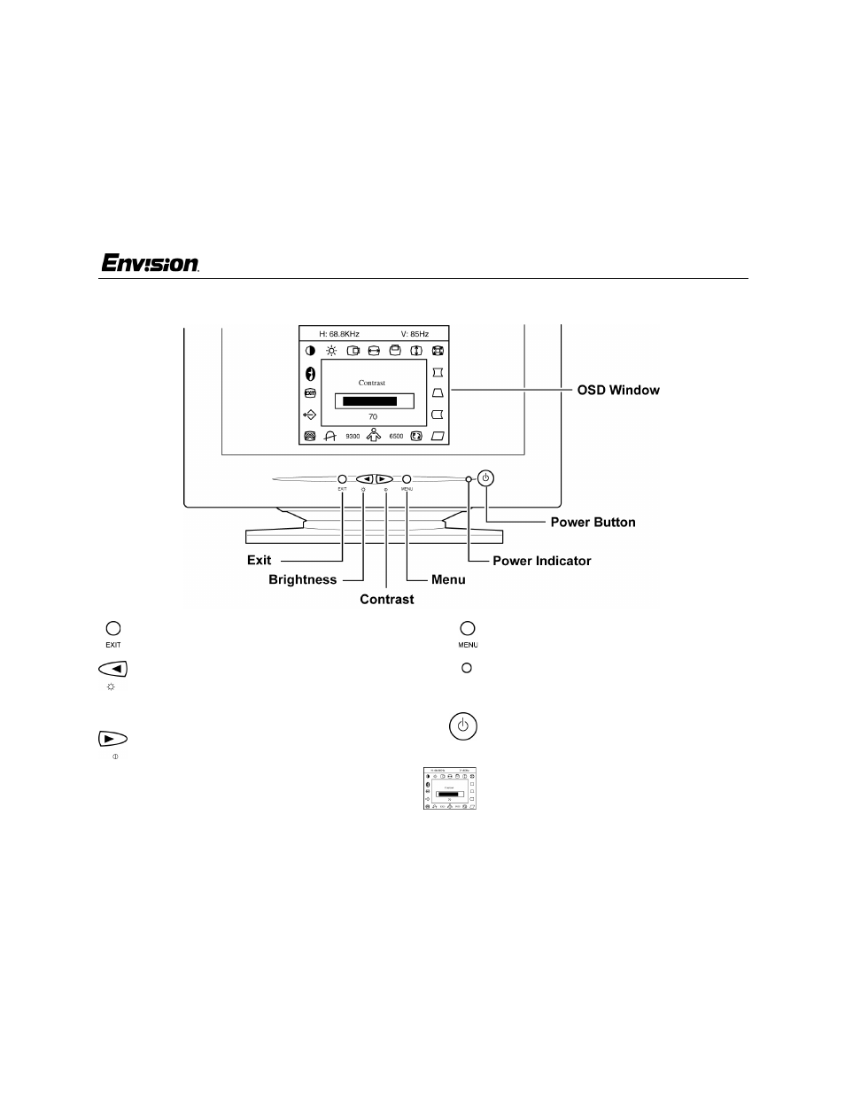 Operating instructions, En-780e, Front panel buttons | Envision Peripherals EN-780e User Manual | Page 8 / 15