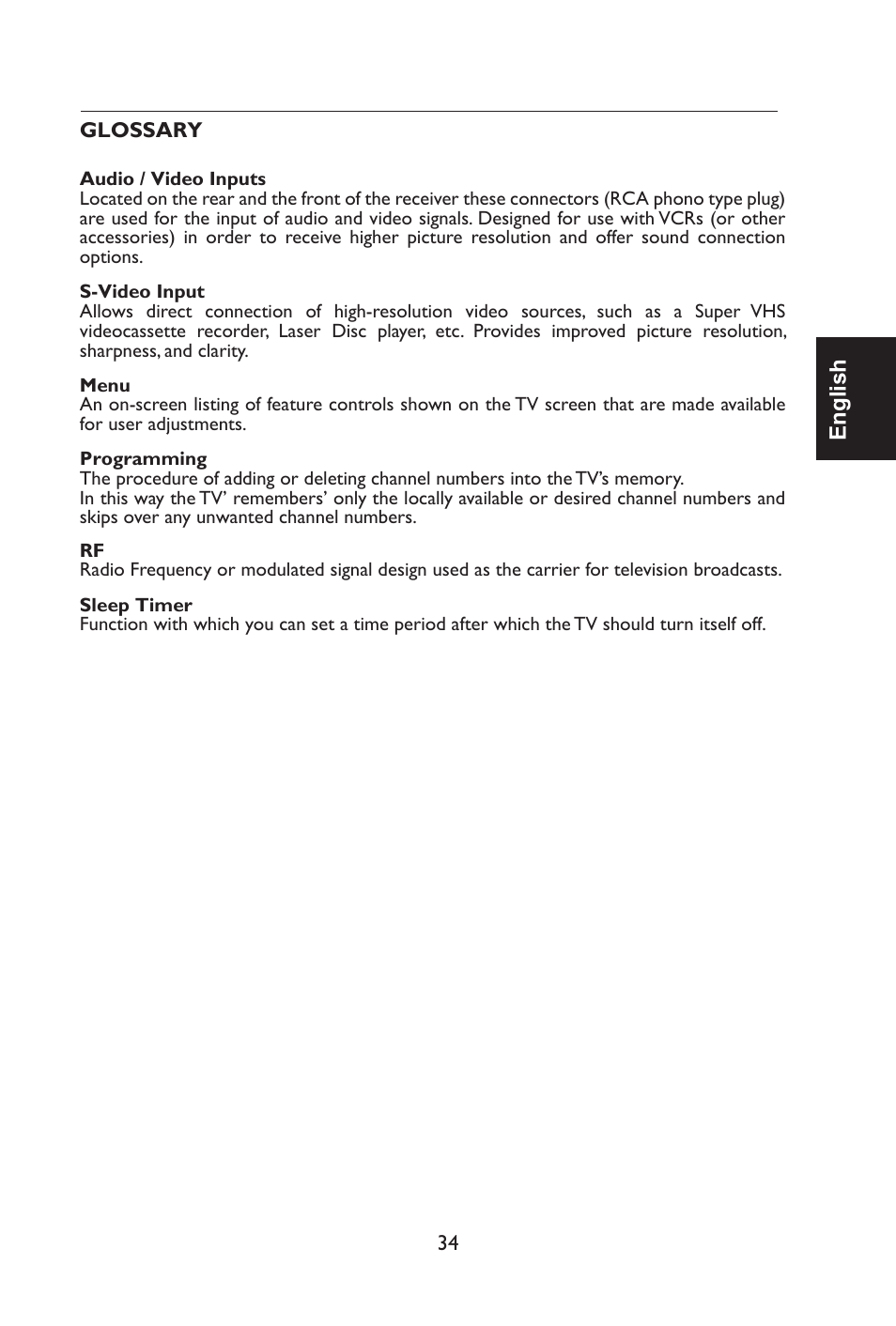 English | Envision Peripherals L42H761 User Manual | Page 36 / 37