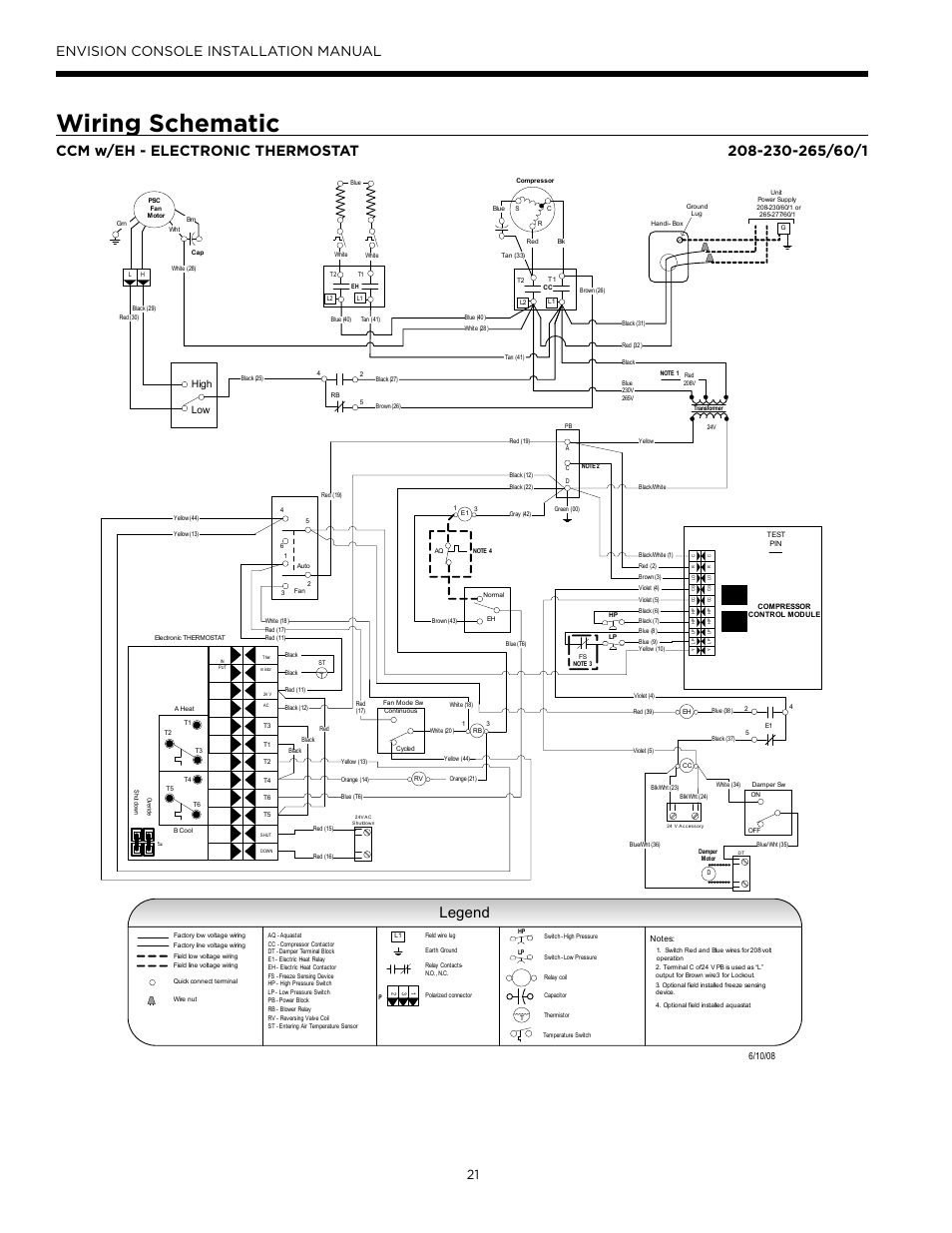Wiring schematic, Legend, High low | Envision Peripherals Water-Furnace IM1609 10 User Manual | Page 22 / 48