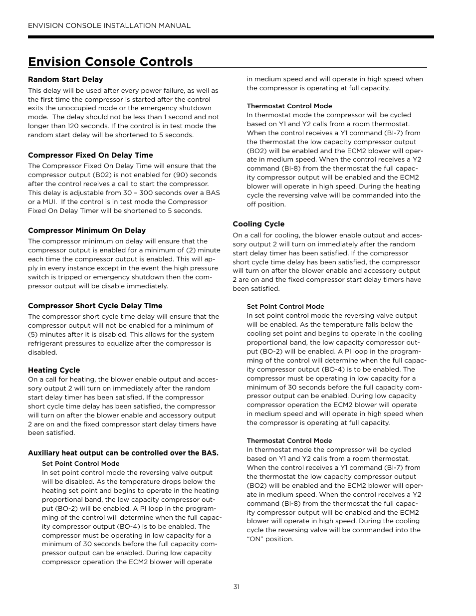 Envision console controls | Envision Peripherals Water-Furnace IM1609 10 User Manual | Page 32 / 48