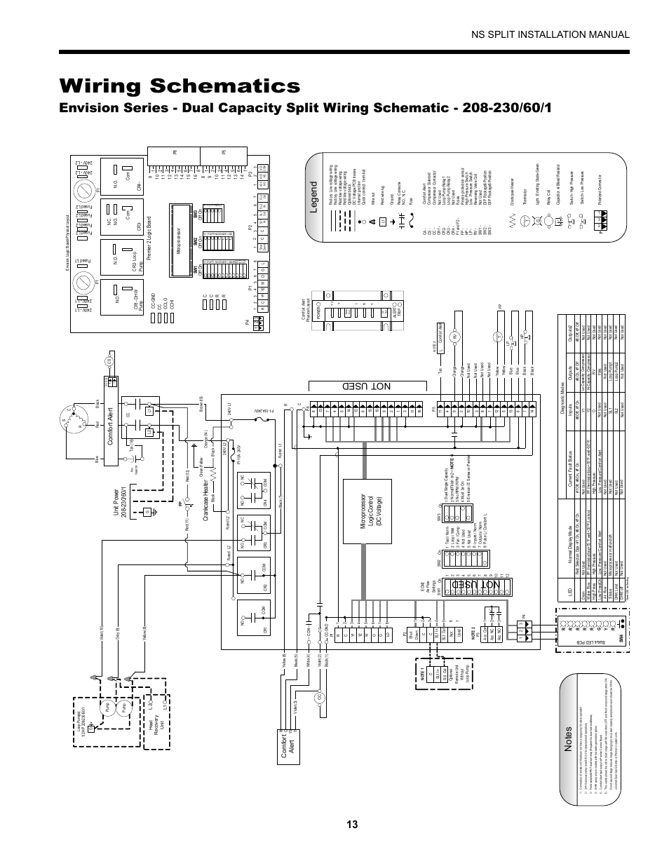 Wiring schematics, Ns split installation manual, No t u se d no t u se d | Com fo rt a le rt, C om fo rt a le rt, Cr an kc as e he at er | Envision Peripherals Series User Manual | Page 15 / 32