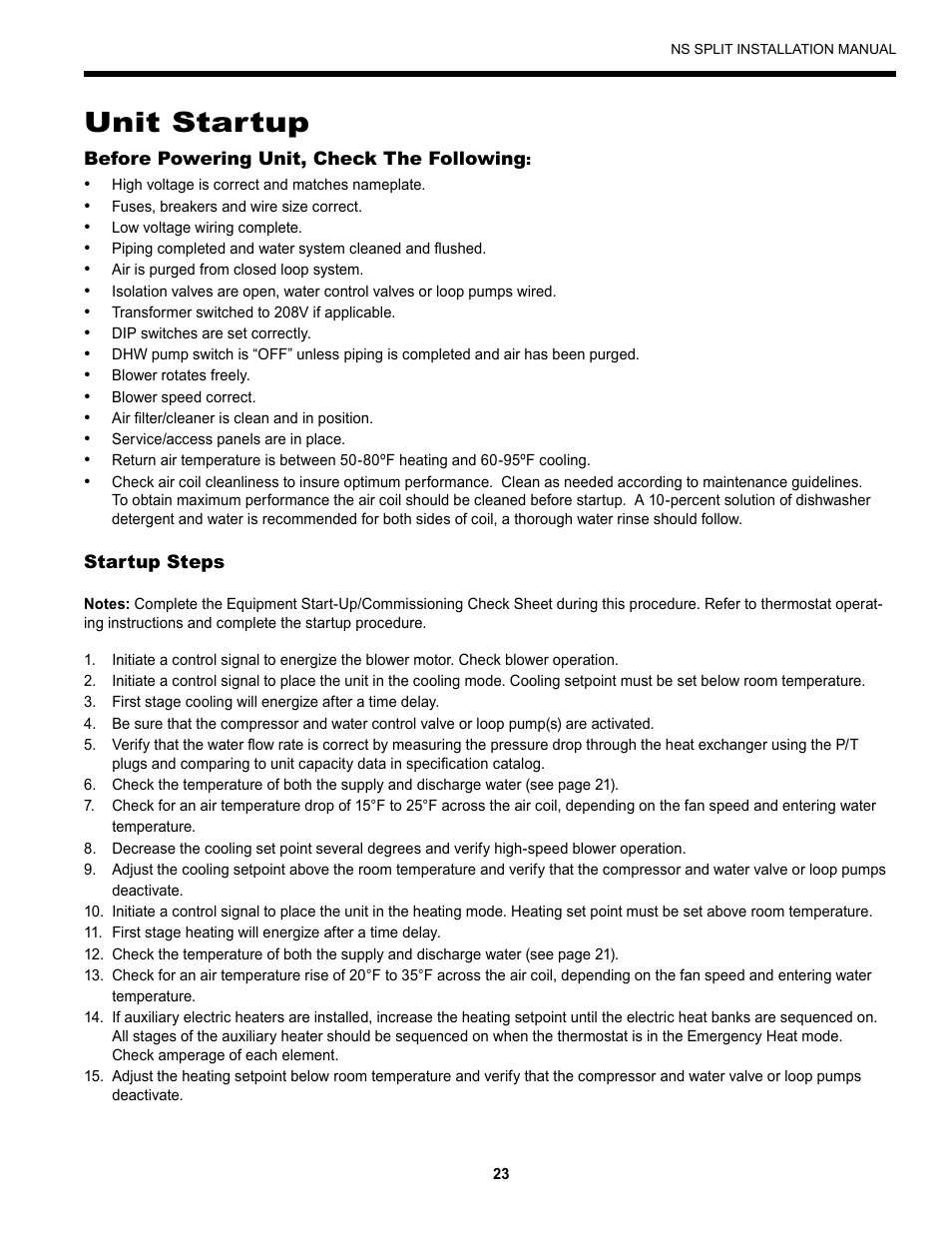 Unit startup | Envision Peripherals Series User Manual | Page 25 / 32