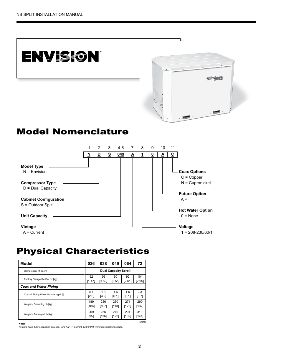 Model nomenclature, Physical characteristics | Envision Peripherals Series User Manual | Page 4 / 32