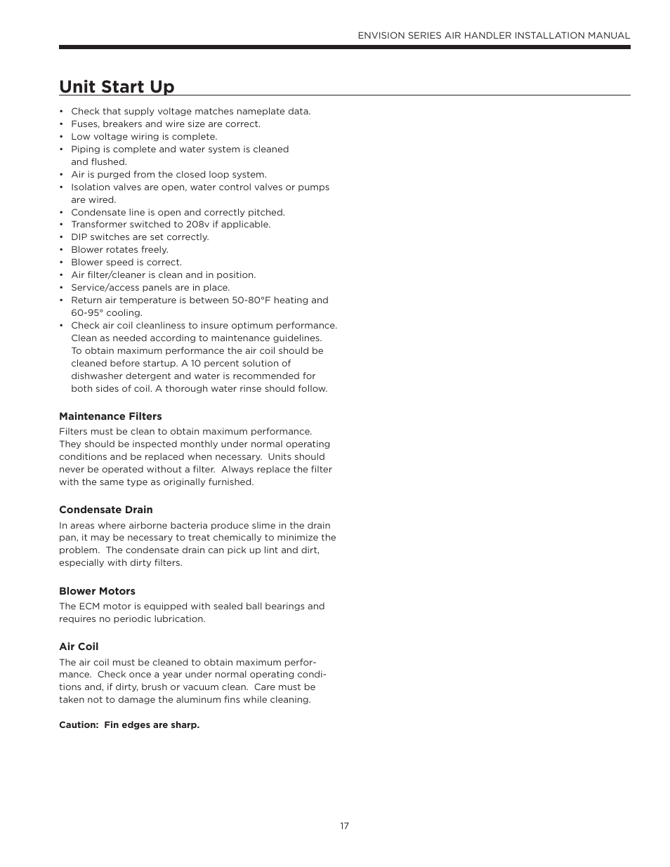 Unit start up | Envision Peripherals IM1603 User Manual | Page 18 / 22