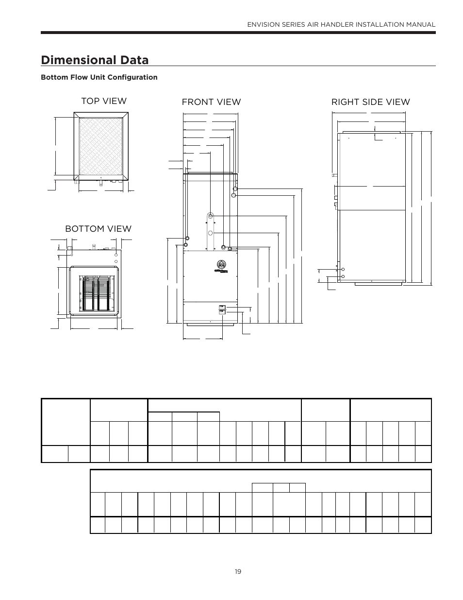 Dimensional data, 4@=<bd73e, 0=bb=;d73e | B=>d73e, Bottom flow unit configuration | Envision Peripherals IM1603 User Manual | Page 20 / 22