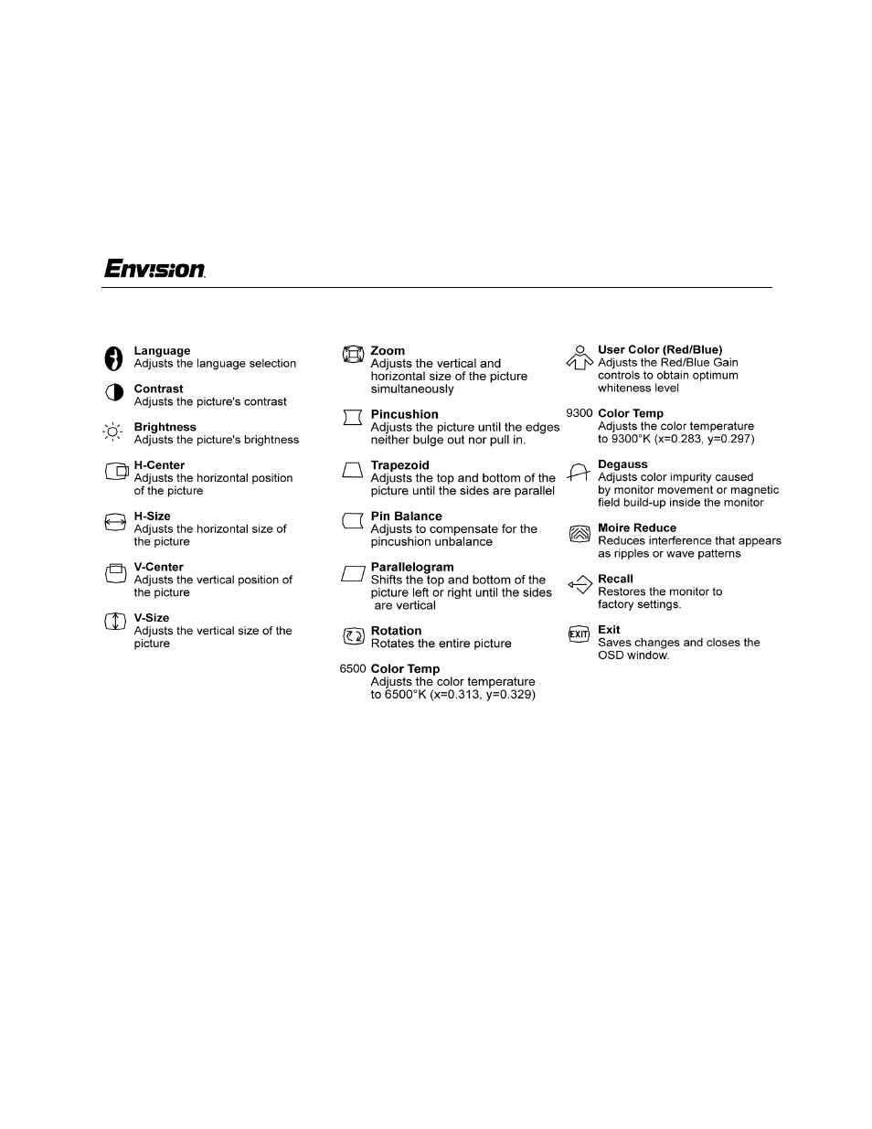 Operating instructions, En-775e, Adjusting the osd settings | Envision Peripherals EN-775e User Manual | Page 9 / 15