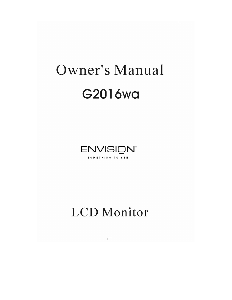 Envision Peripherals G2016wa User Manual | 20 pages