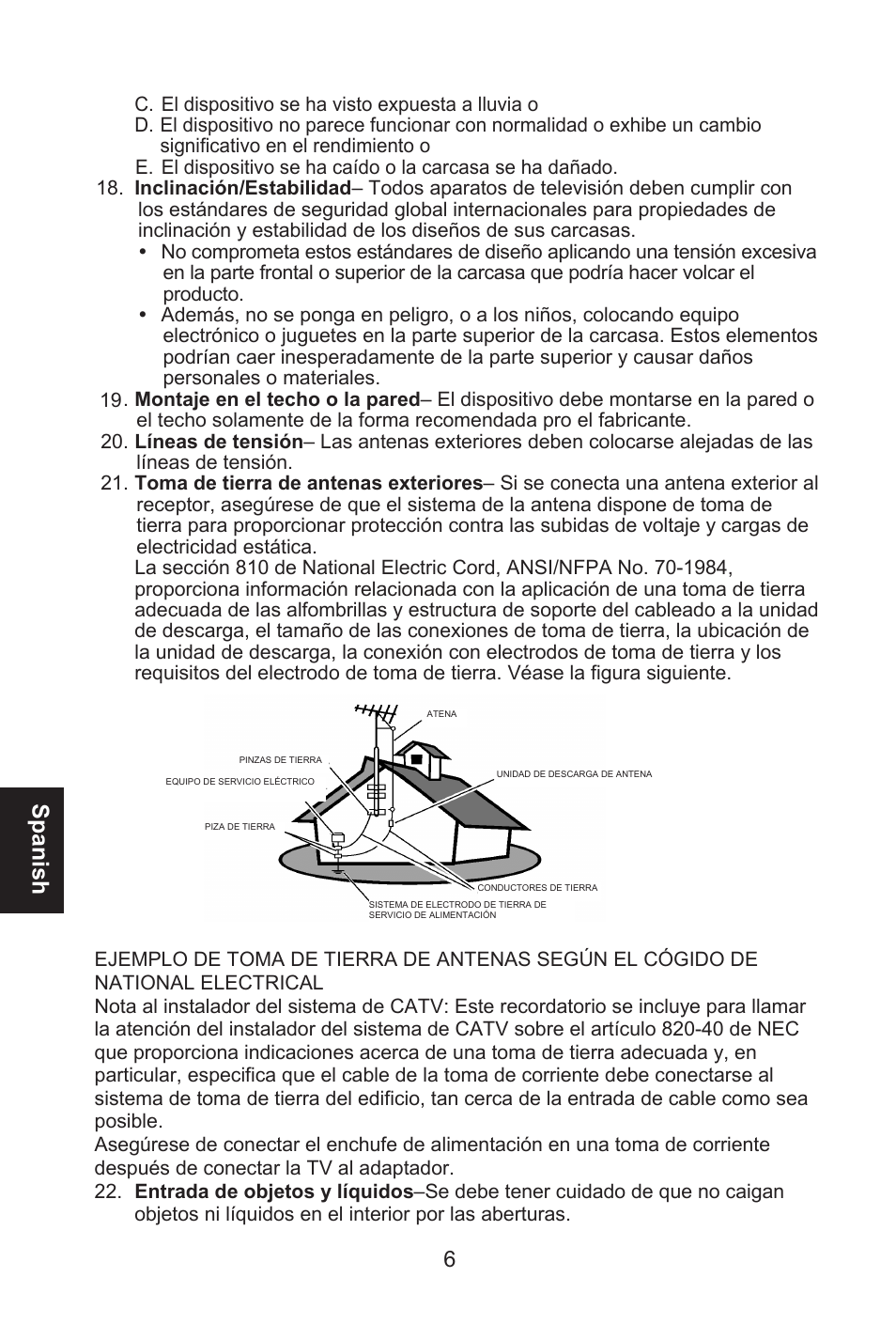Spanish | Envision Peripherals L32W461 User Manual | Page 59 / 79