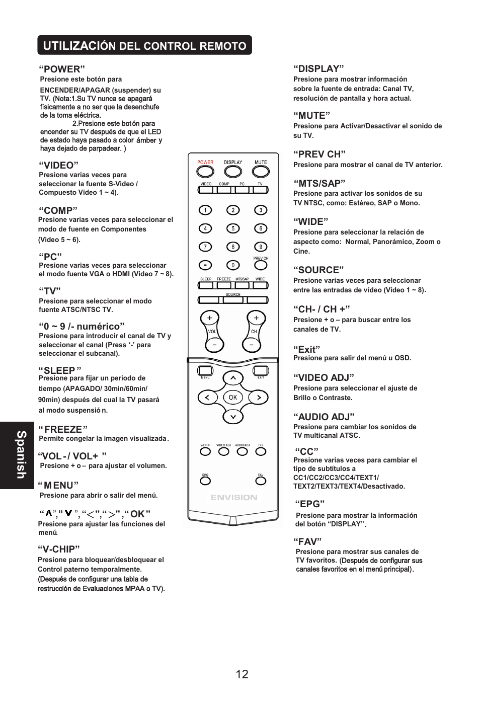 Spanish, Utilizaci | Envision Peripherals L32W461 User Manual | Page 65 / 79
