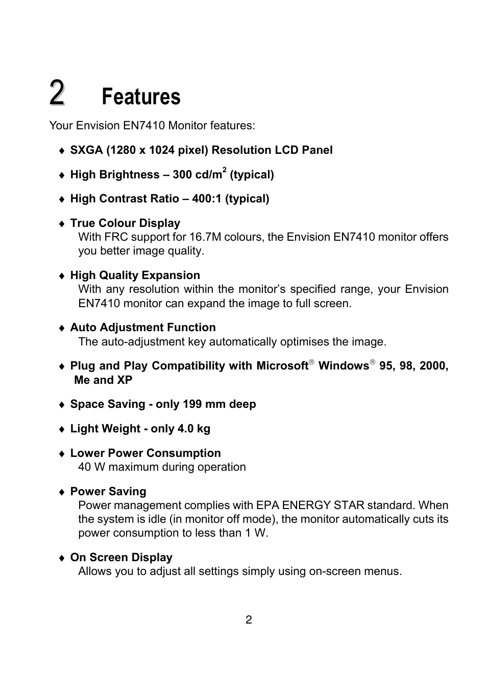 Features | Envision Peripherals EN7410 User Manual | Page 10 / 25