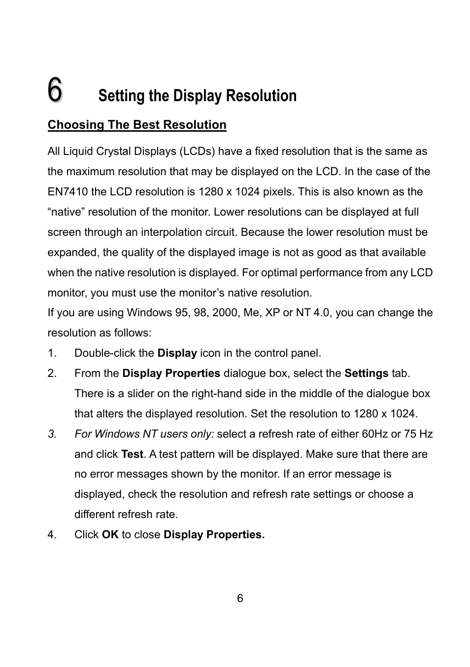 Setting the display resolution | Envision Peripherals EN7410 User Manual | Page 14 / 25