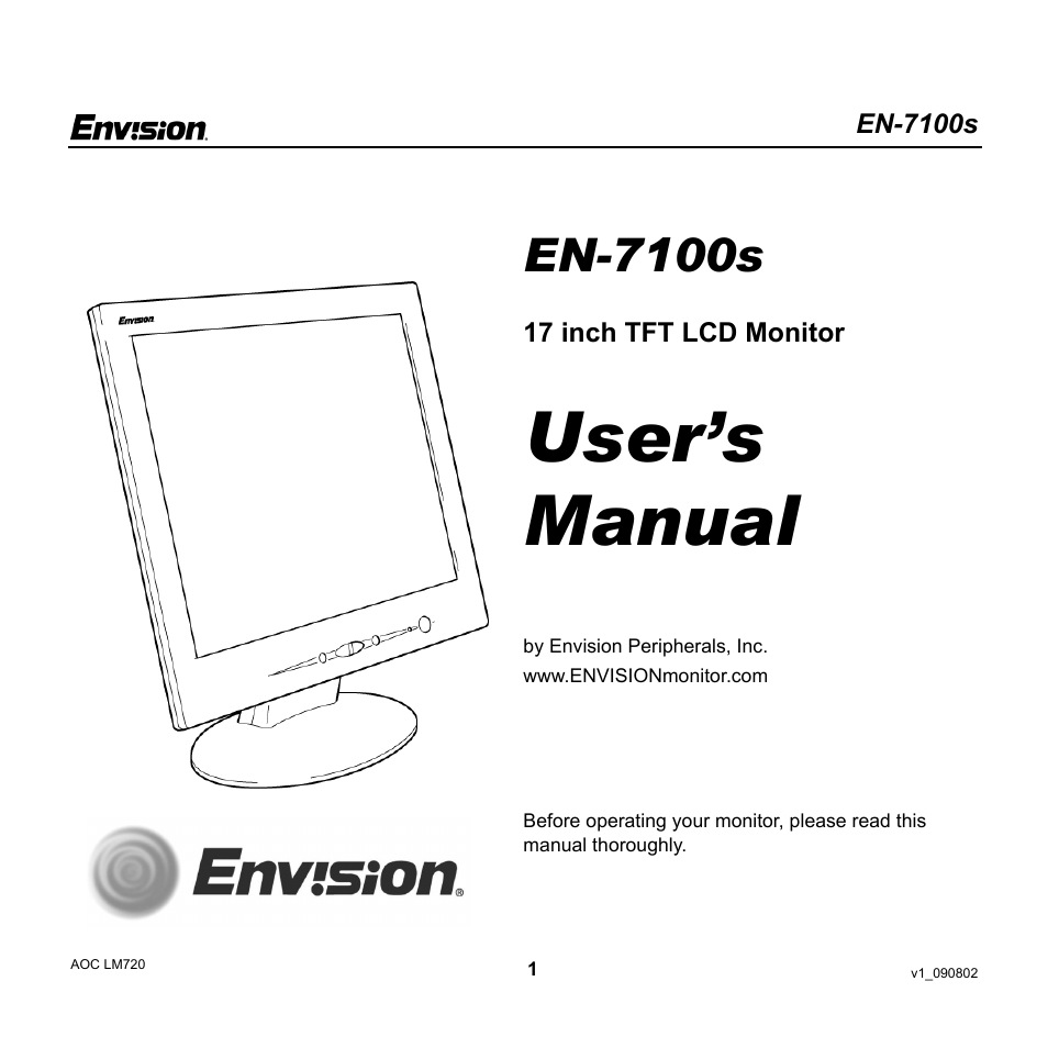 Envision Peripherals EN-7100s User Manual | 19 pages