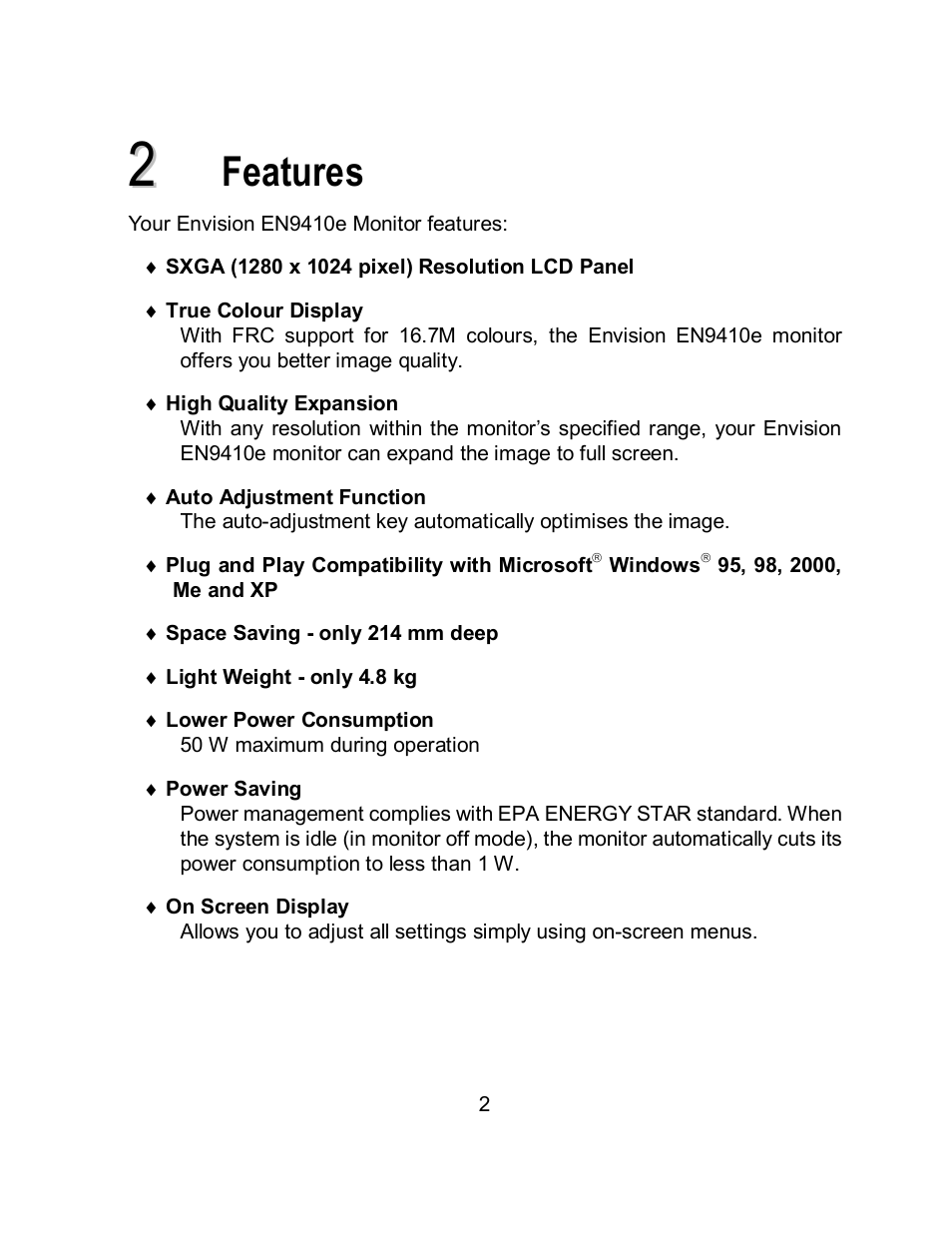 Features | Envision Peripherals EN9410e User Manual | Page 10 / 25