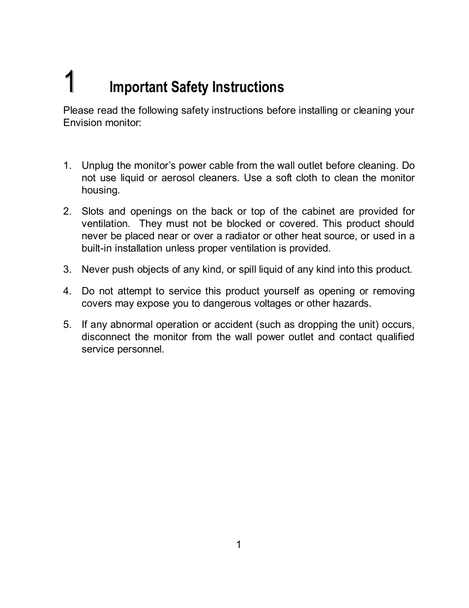 Important safety instructions | Envision Peripherals EN9410e User Manual | Page 9 / 25