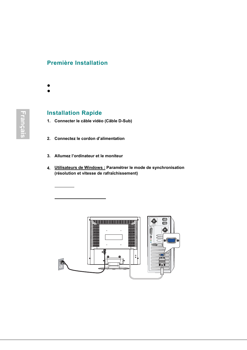 Première installation, Installation rapide, Français | Envision Peripherals H190L User Manual | Page 17 / 73
