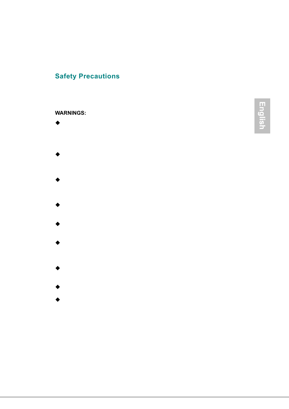 Safety precautions, English, Glish | Envision Peripherals H190L User Manual | Page 40 / 73