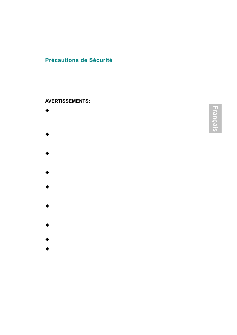 Précautions de sécurité, Français | Envision Peripherals H190L User Manual | Page 52 / 73