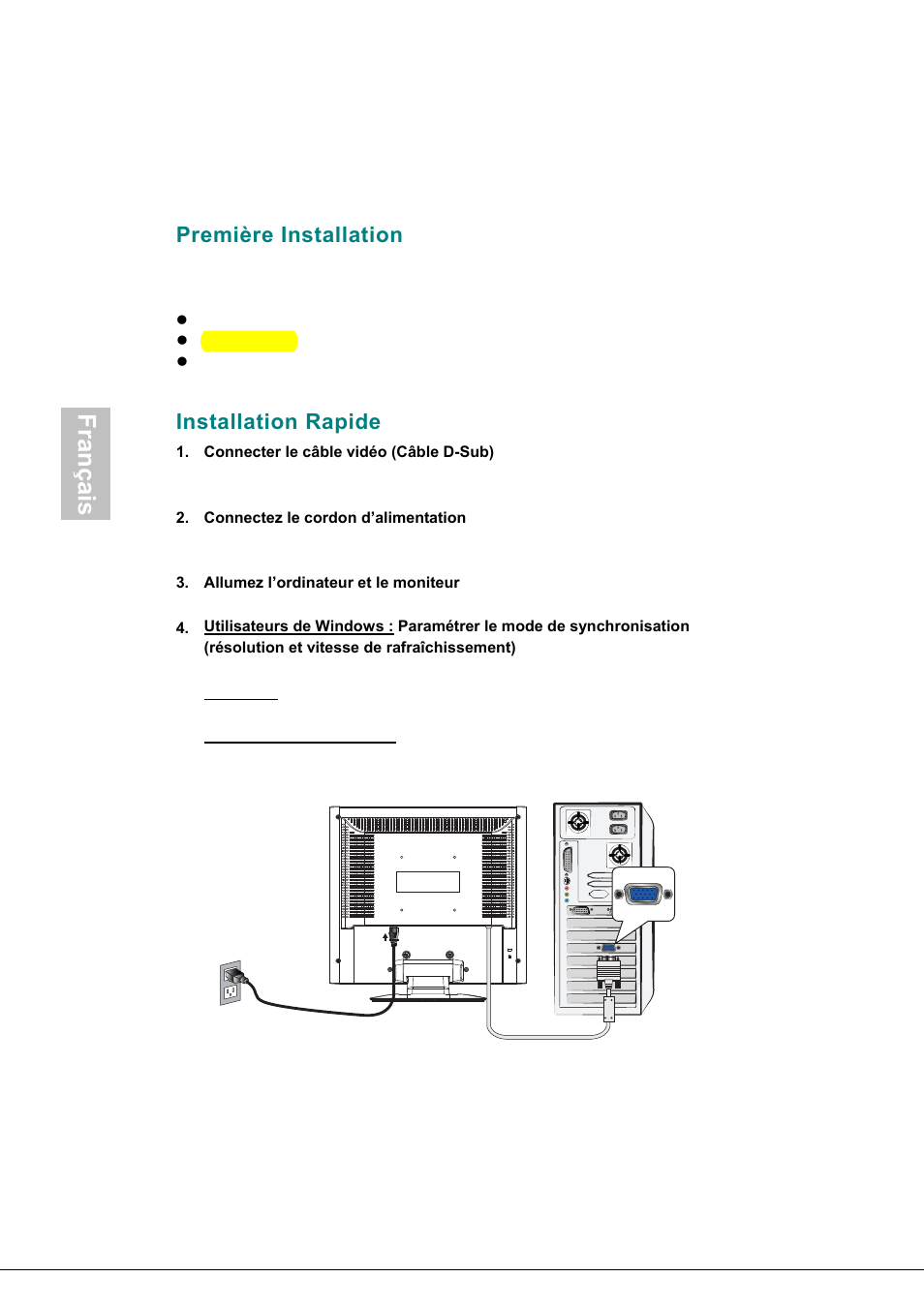 Première installation, Installation rapide, Français | Envision Peripherals H190L User Manual | Page 53 / 73