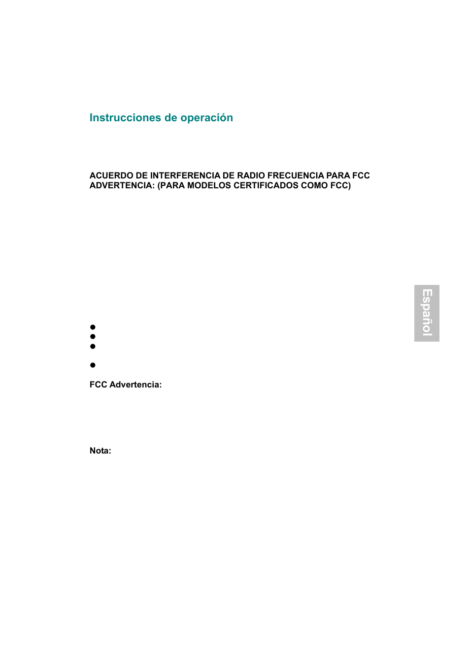 Instrucciones de operación, Español | Envision Peripherals H190L User Manual | Page 62 / 73