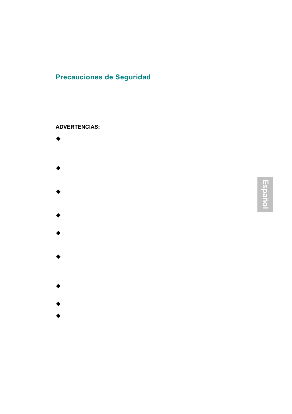 Precauciones de seguridad, Español | Envision Peripherals H190L User Manual | Page 64 / 73