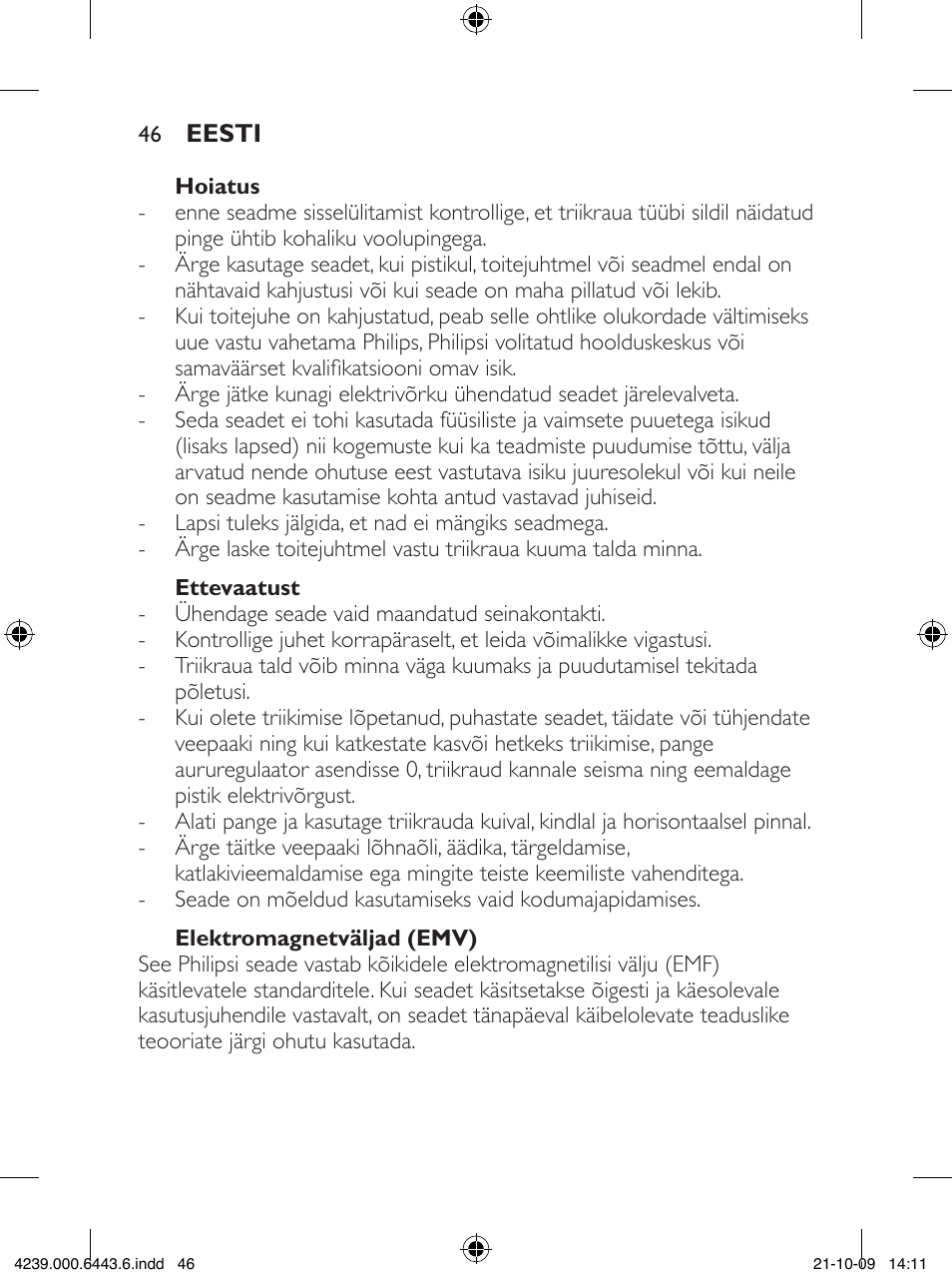 Philips GC4400 series User Manual | Page 46 / 224