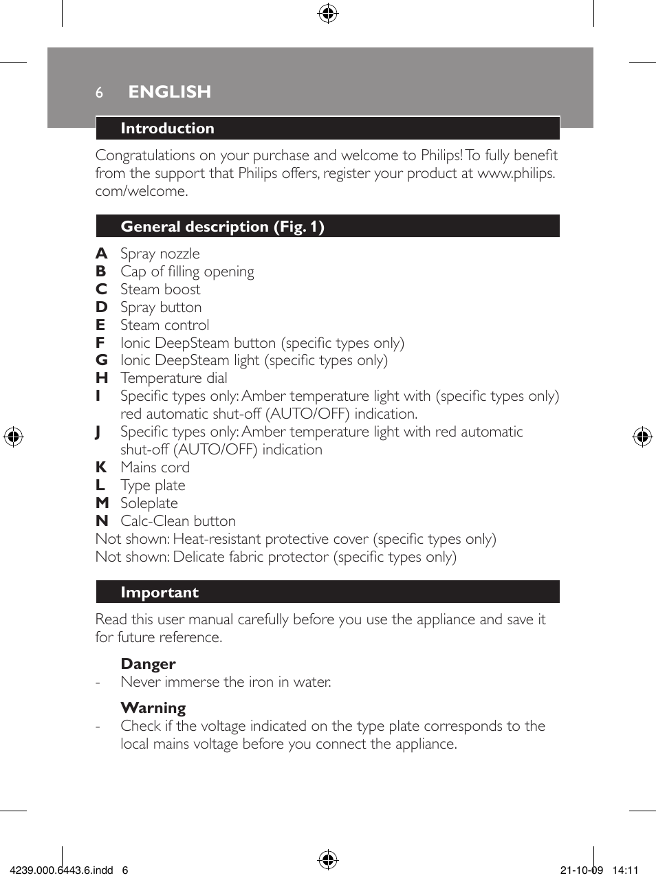 Philips GC4400 series User Manual | Page 6 / 224