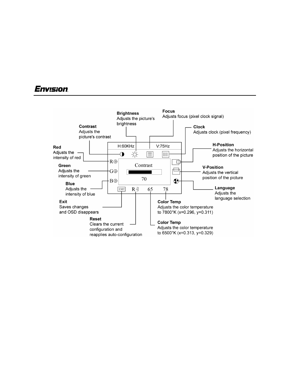 Operating instructions, En-5100e, Adjusting the osd settings | Envision Peripherals EN-5100e User Manual | Page 10 / 18