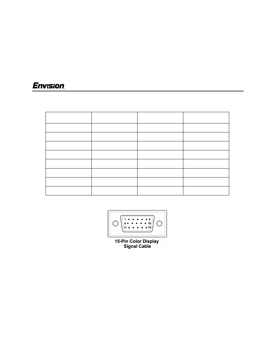 Appendix, En-5100e, Connector pin assignment | Envision Peripherals EN-5100e User Manual | Page 18 / 18