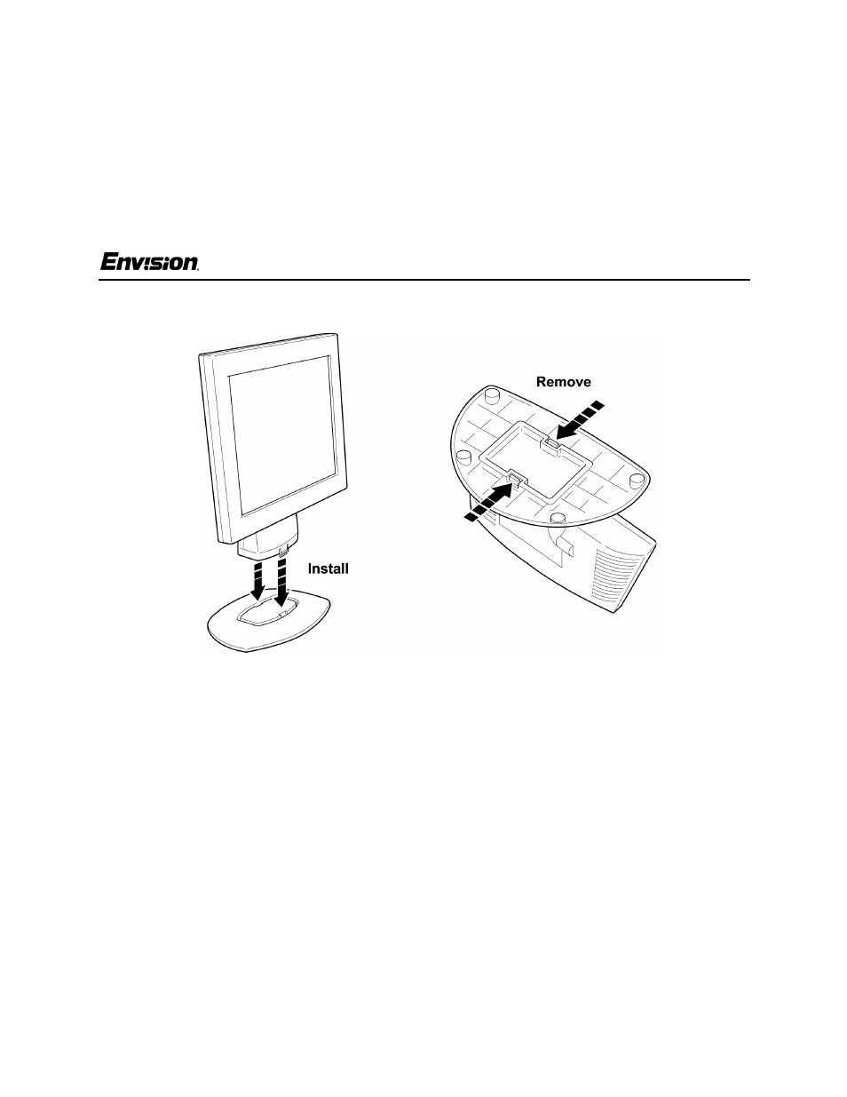 Before you operate the monitor, En-5100e, Installing & removing the base general features | Package contents | Envision Peripherals EN-5100e User Manual | Page 5 / 18