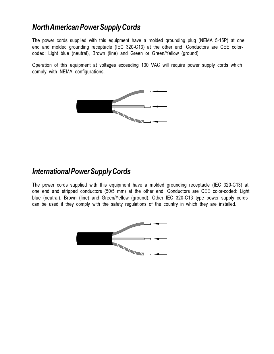 North american power supply cords, International power supply cords | Envision Peripherals NV3128 User Manual | Page 8 / 92