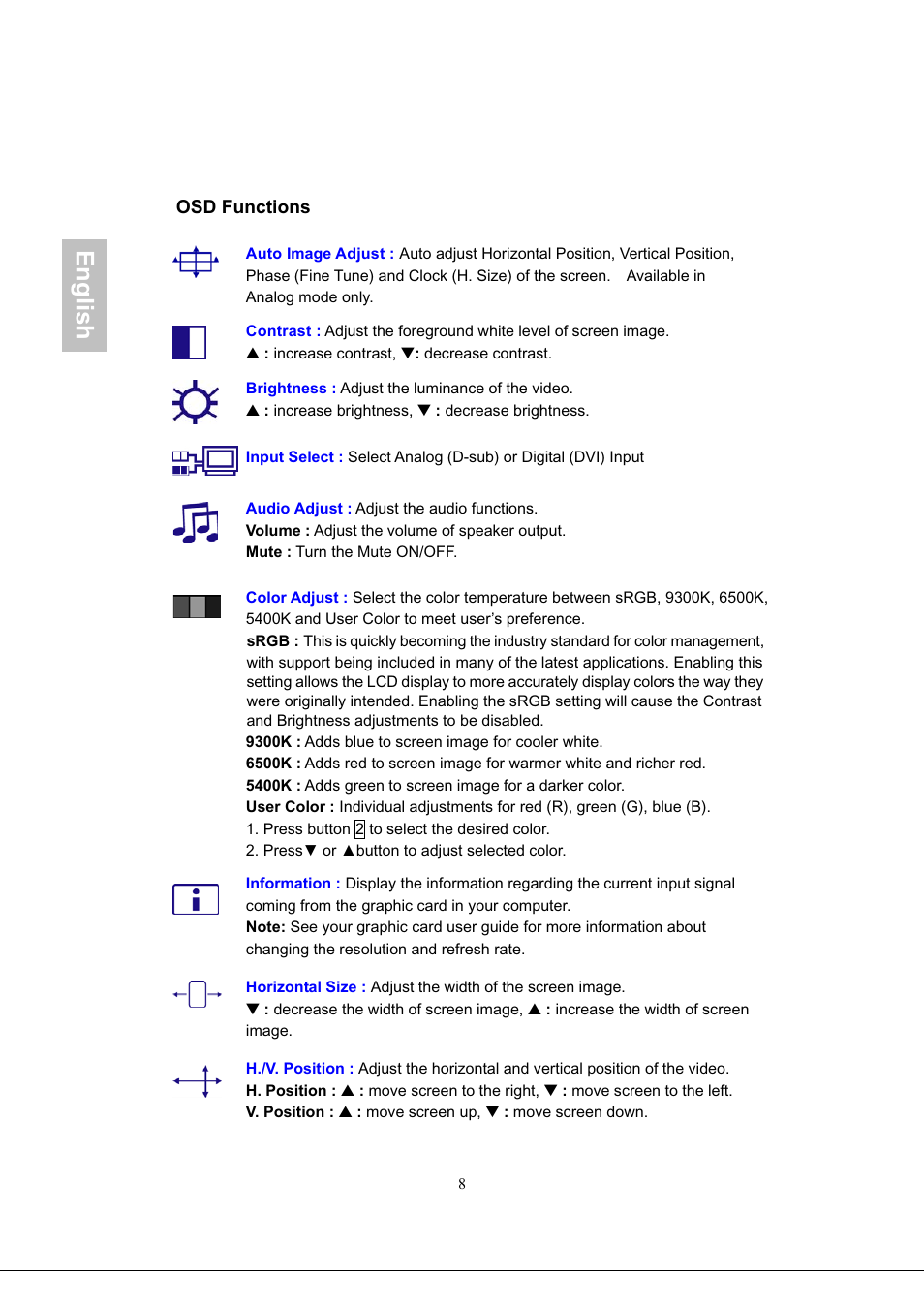 English | Envision Peripherals G218a1 User Manual | Page 11 / 46