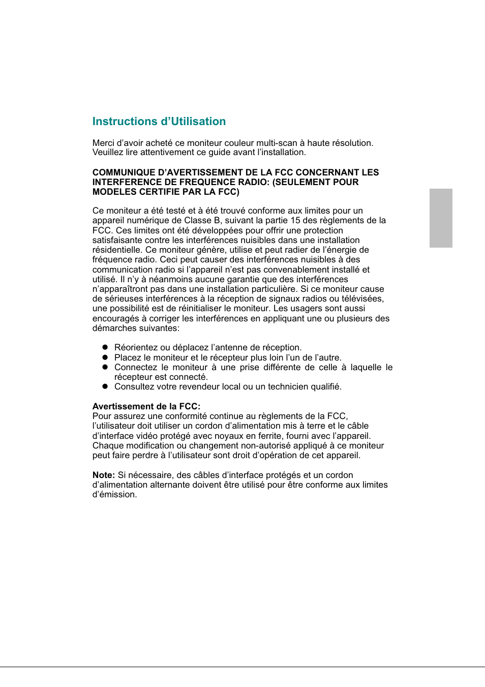Instructions d’utilisation, Français | Envision Peripherals G218a1 User Manual | Page 16 / 46