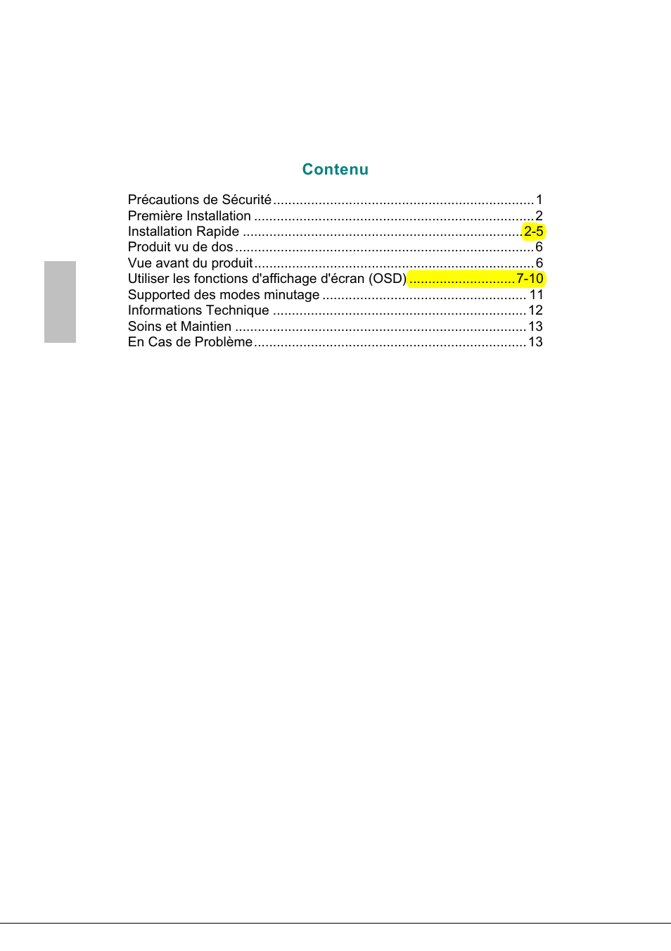 Contenu, Français | Envision Peripherals G218a1 User Manual | Page 17 / 46