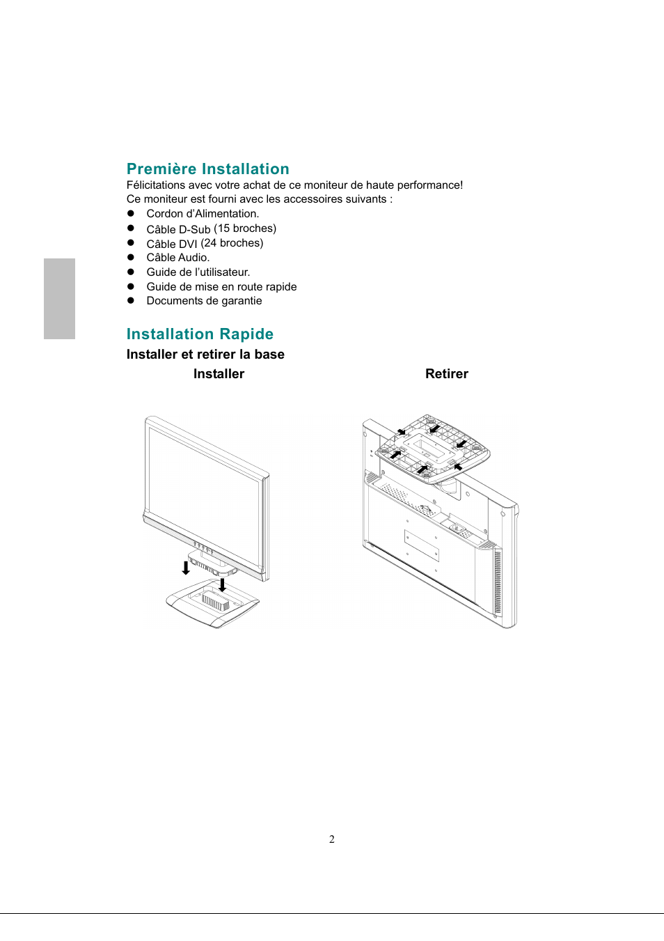 Première installation, Installation rapide, Installation rapide -5 | Français | Envision Peripherals G218a1 User Manual | Page 19 / 46