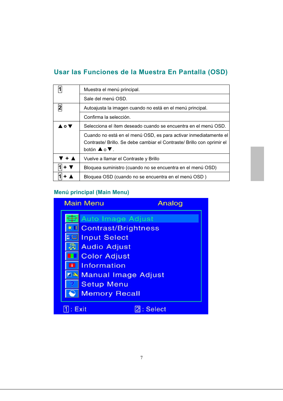 Usar las funciones de la muestra en pantalla (osd), Español | Envision Peripherals G218a1 User Manual | Page 40 / 46