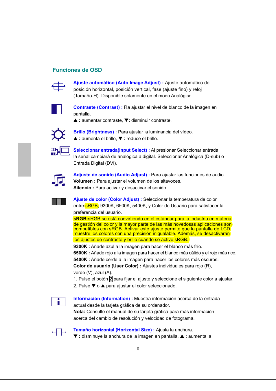 Español | Envision Peripherals G218a1 User Manual | Page 41 / 46