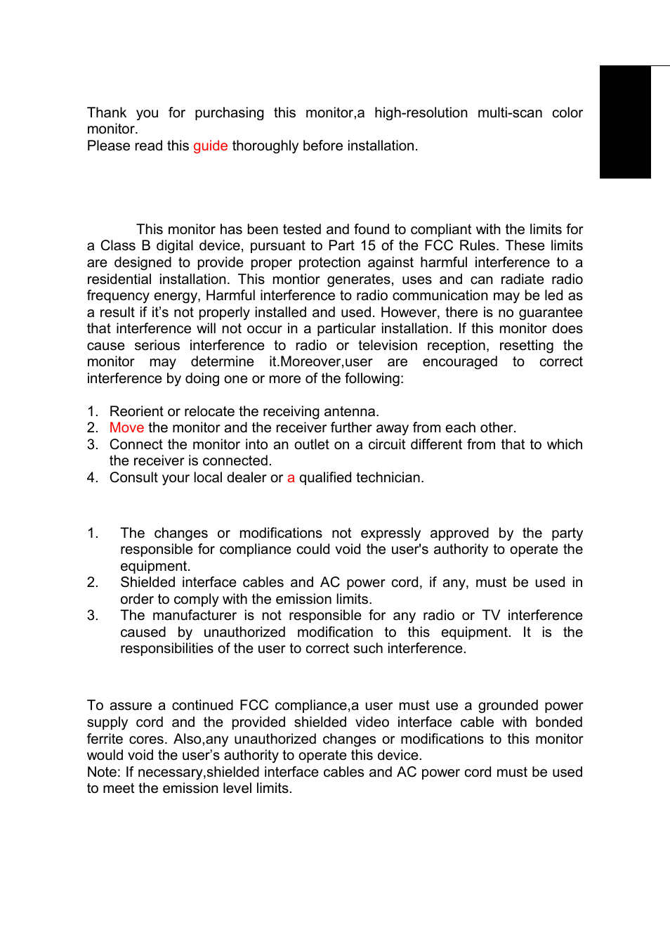 Deutsch, Fr ançais, Engl ish | Operation instructions | Envision Peripherals G2016WA2 User Manual | Page 2 / 12